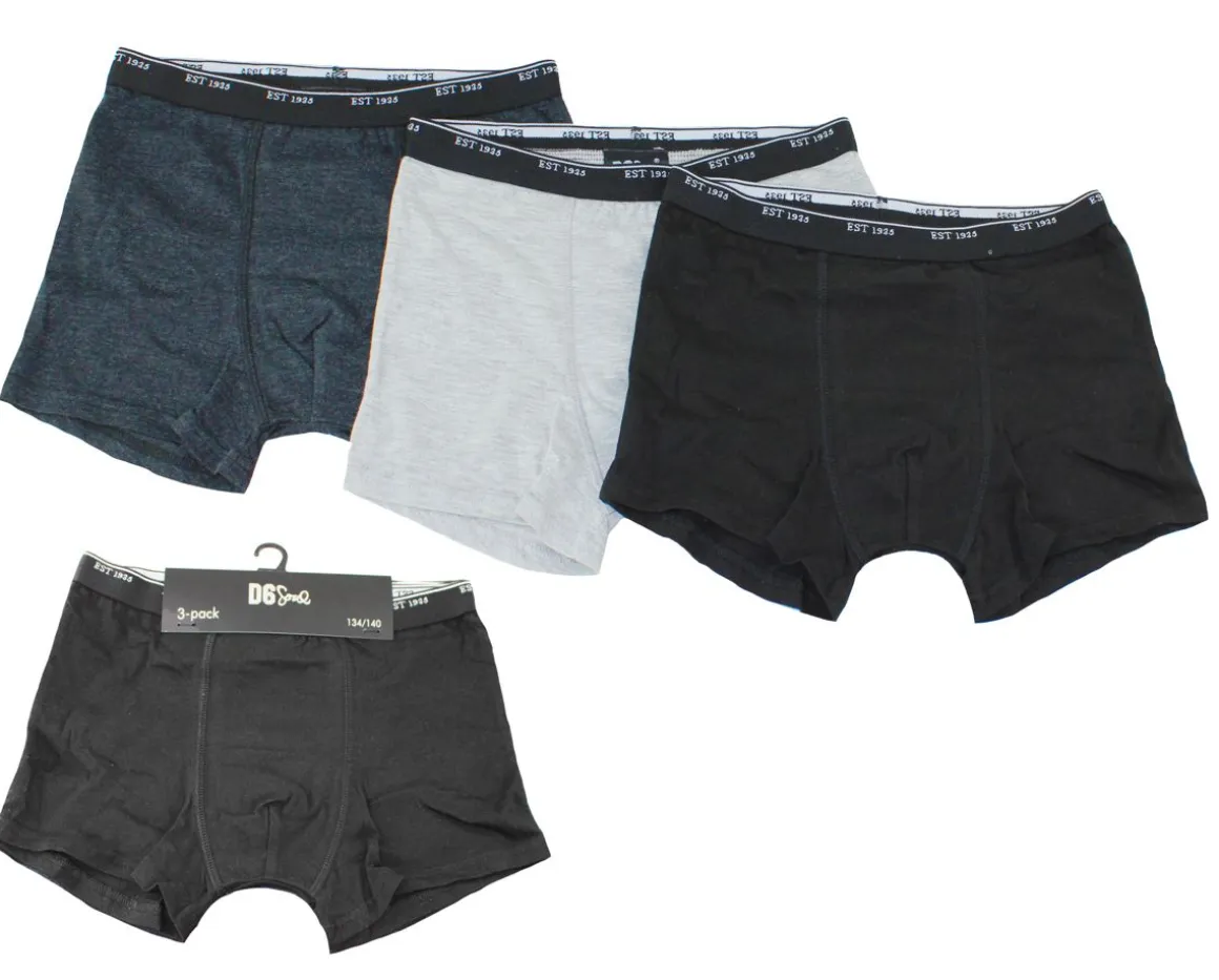 CARLSTEINS BOKSERIT 3-PACK 146/152 MUSTA/VALK