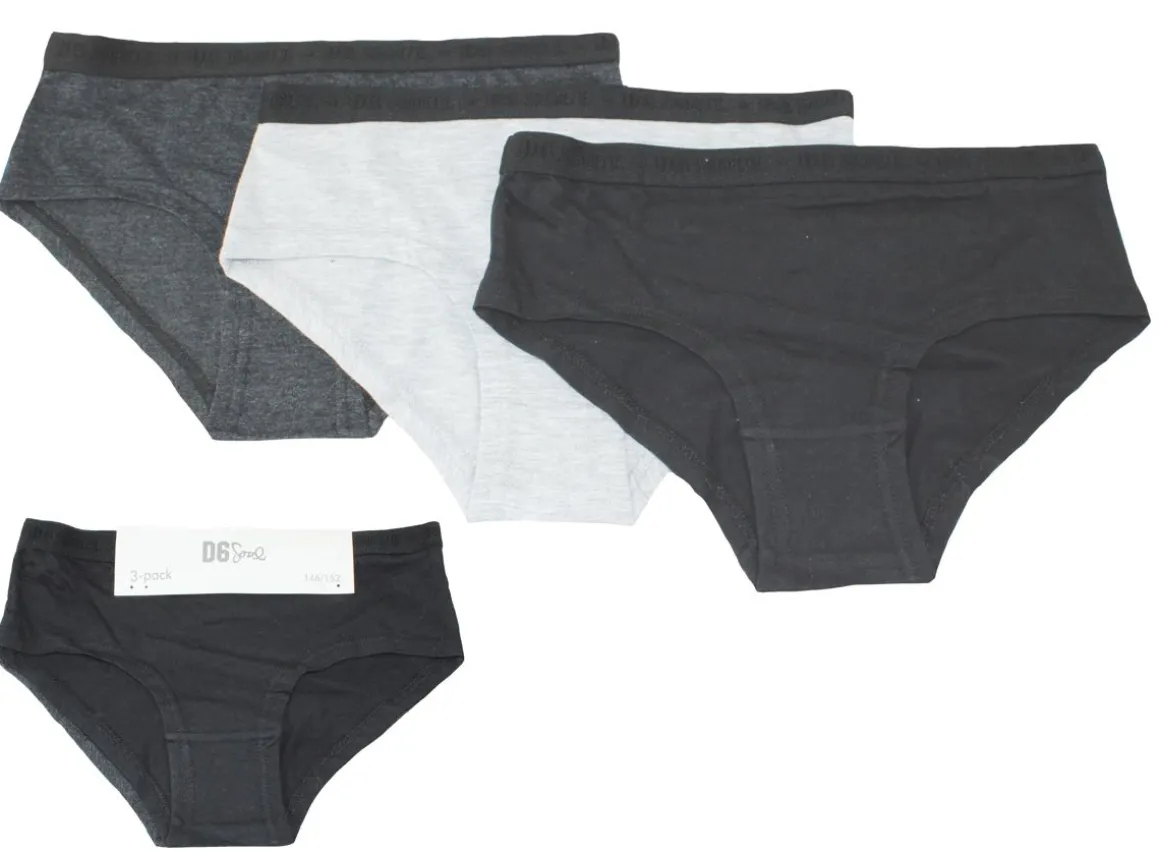 CARLSTEINS TYTTÖJEN HIPSTERIT 3-PACK 158/164 MUSTA/VALK