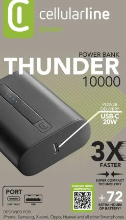 CELLULARLINE THUNDER 10000 VARAVIRTA MUSTA