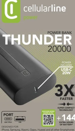 CELLULARLINE THUNDER 20000 VARAVIRTA MUSTA
