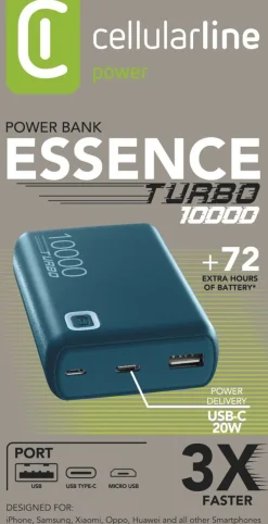 CELLULARLINE VARAVIRTA 10000 MAH, VIHREÄ