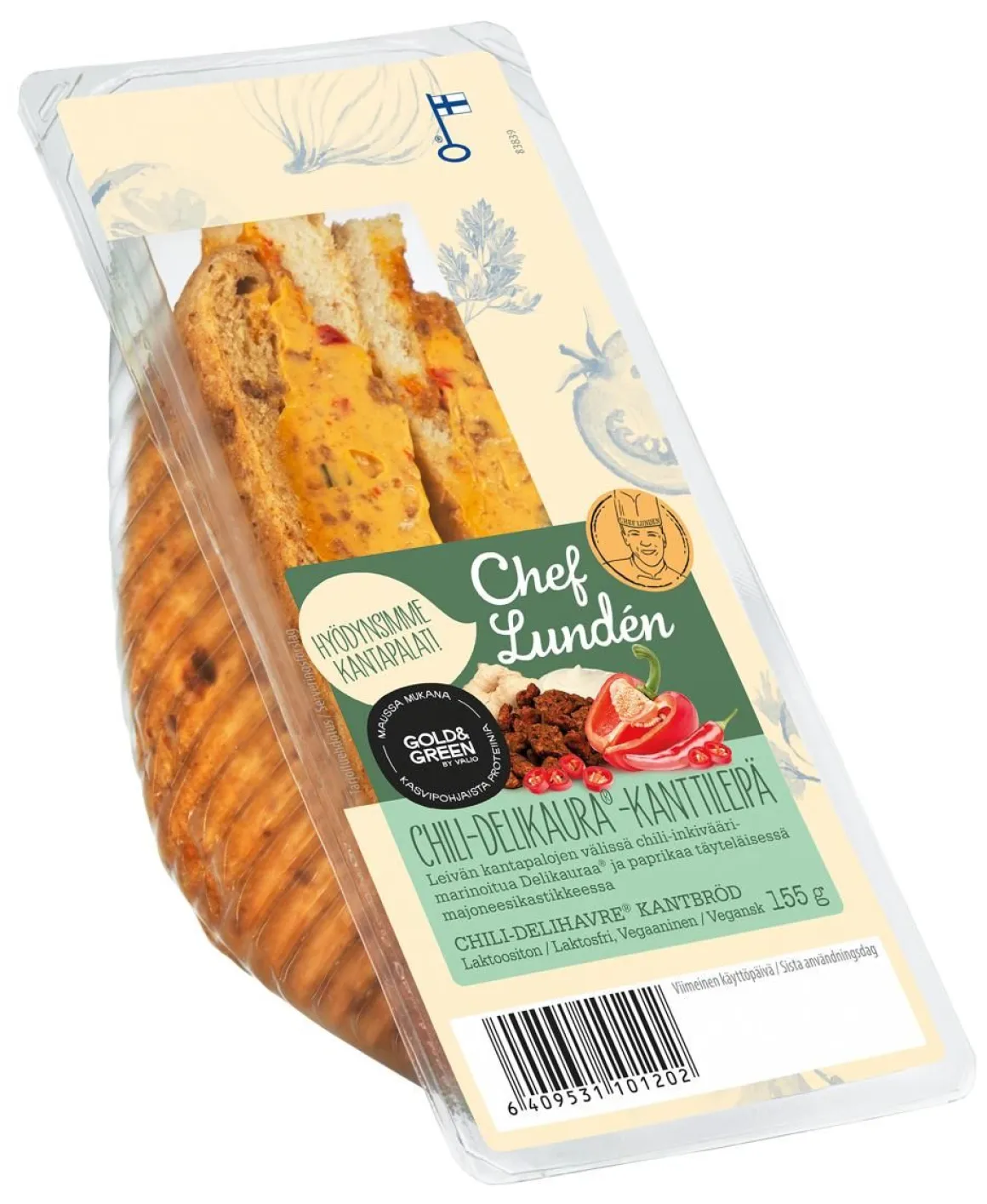 CHEF LUNDEN KANTTIKOLMIOLEIPÄ CHILI-DELIKAURA 155 G