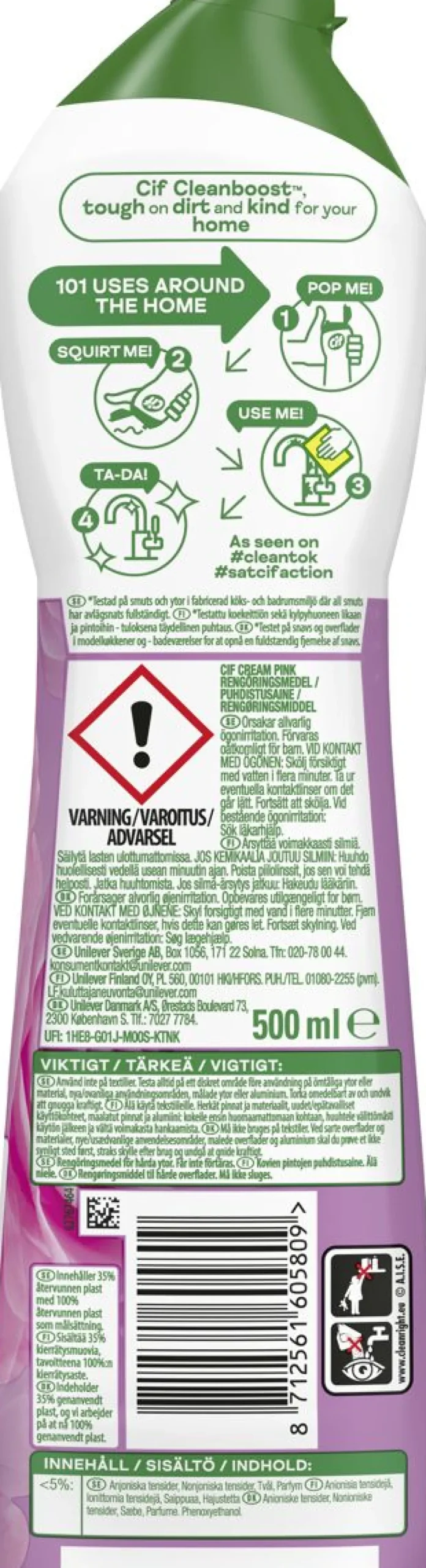 CIF CREAM PINK PUHDISTUSAINE 500 ML
