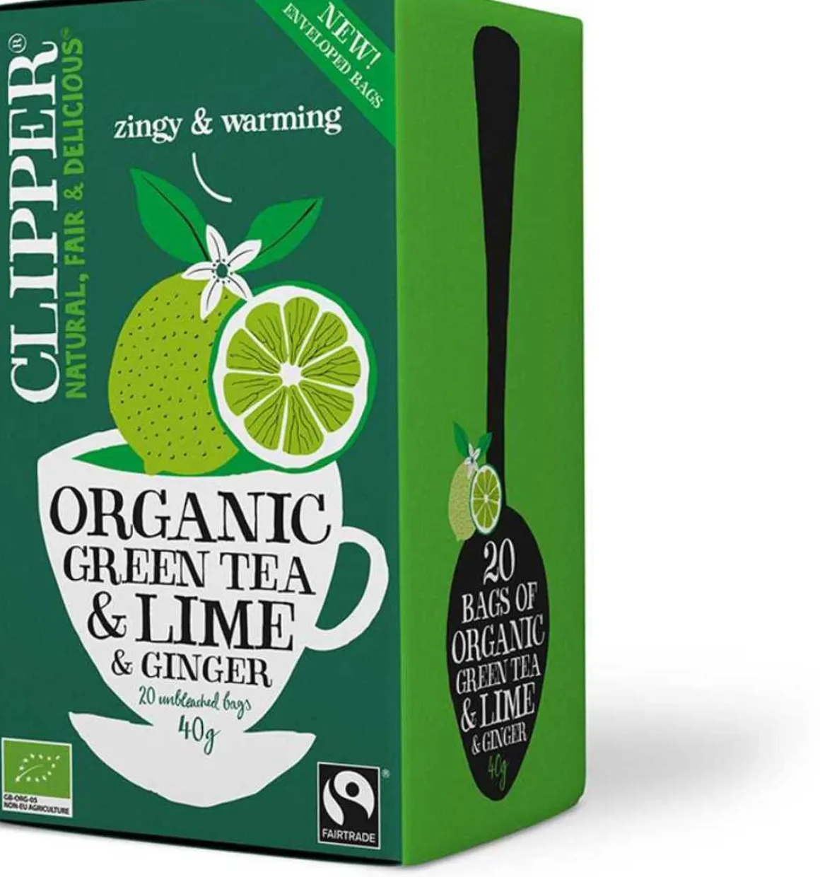 CLIPPER VIHREÄ TEE Lime & Inkivääri 20PSS 40 G