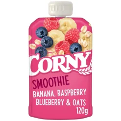 CORNY SMOOTHIE BANAANI, VADELMA, MUSTIKKA & KAURA 120 G