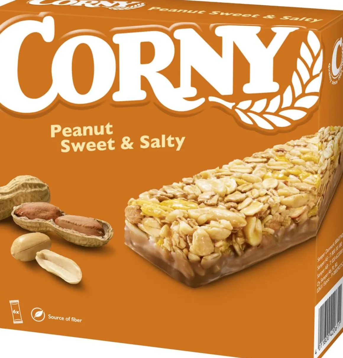 CORNY VÄLIPALAPATUKKA PEANUT SWEET & SALTY 6X25G 150 G