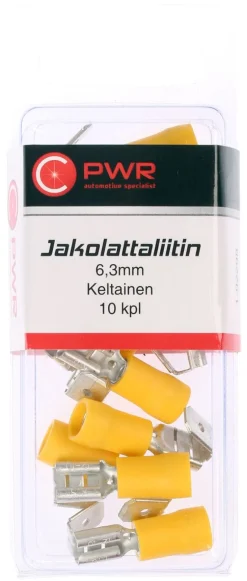 C-PWR JAKOLATTALIITIN 6,3MM, KELTAINEN 10KPL