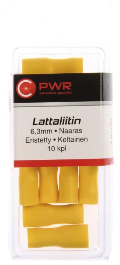 C-PWR LATTALIITIN 6,3MM NAARAS KELTAINEN, ERISTETTY, 10KPL