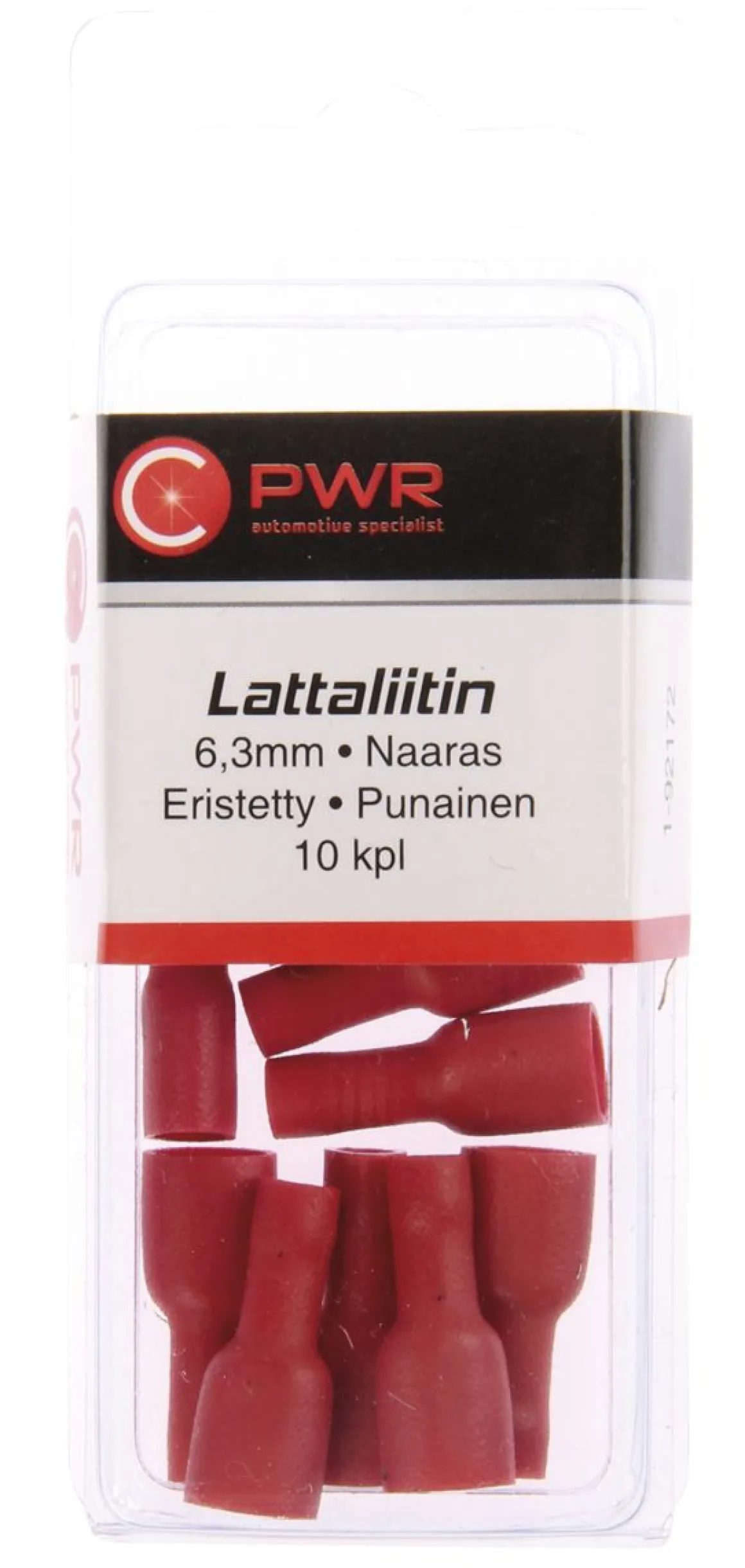 C-PWR LATTALIITIN 6,3MM NAARAS, PUNAINEN, ERISTETTY 10KPL