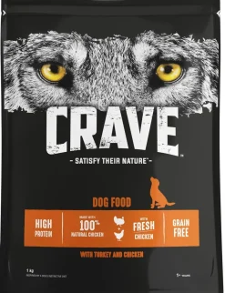 CRAVE KOIRAN TÄYSRAVINTO ADULT KALKKUNAA&KANAA 1KG