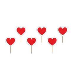 CUPCAKE TOPPERS HEART, 10CM 6KPL