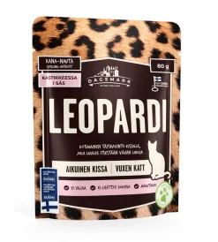 DAGSMARK LEOPARDI KISSAN ANNOSATERIA KANA-NAUTA KASTIKKEESSA