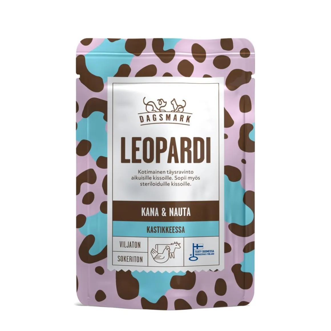 DAGSMARK LEOPARDI KISSAN ANNOSATERIA KANA-NAUTA KASTIKKEESSA