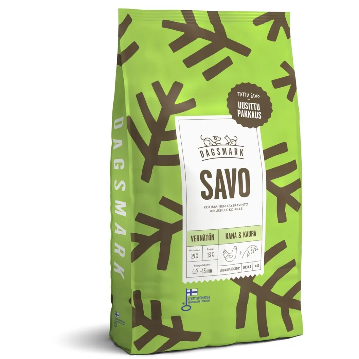 DAGSMARK SAVO TÄYSRAVINTO VEHNÄTÖN KANA-KAURA ADULT 10 KG