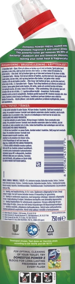 DOMESTOS POWER FRESH WC-PUHDISTUSAINE LIME 750 ML