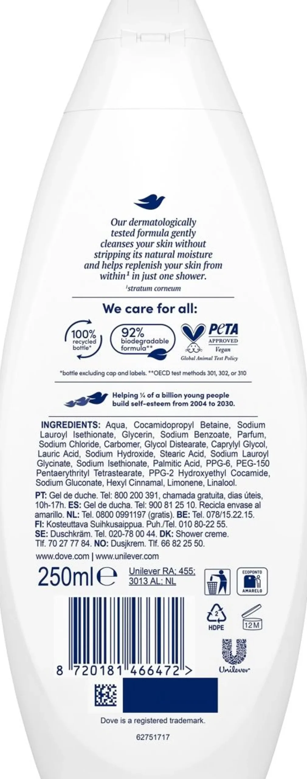 DOVE ESSENTIAL HYDRATE SUIHKUSAIPPUA 250 ML