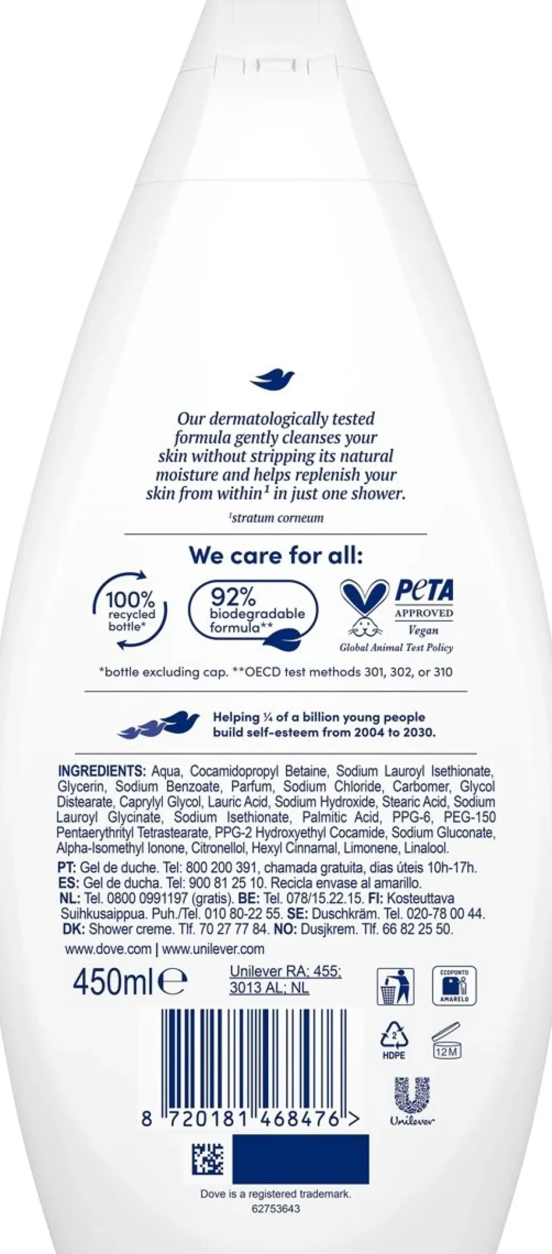 DOVE ESSENTIAL SILKY VELVET SUIHKUSAIPPUA 450 ML