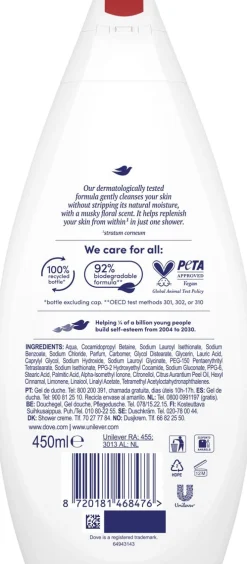DOVE ESSENTIAL SILKY VELVET SUIHKUSAIPPUA 450 ML