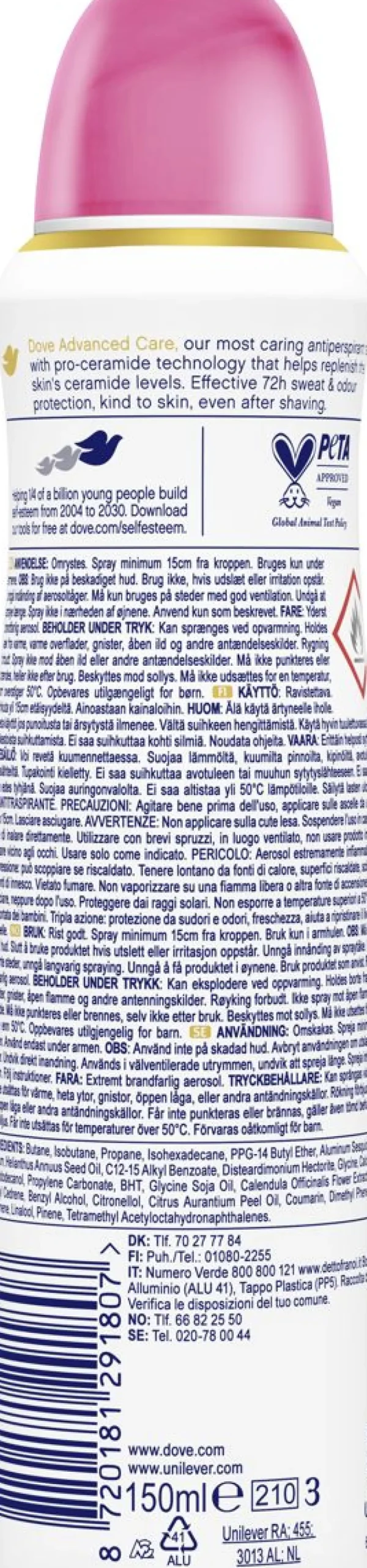 DOVE 72H ADVANCED CARE POMEGRANATE&LEMON VERBENA SPRAY 150