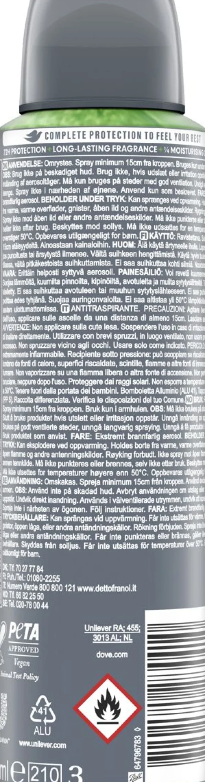 DOVE MEN+CARE SPRAY ADVANCED EXTRA FRESH 150 ML