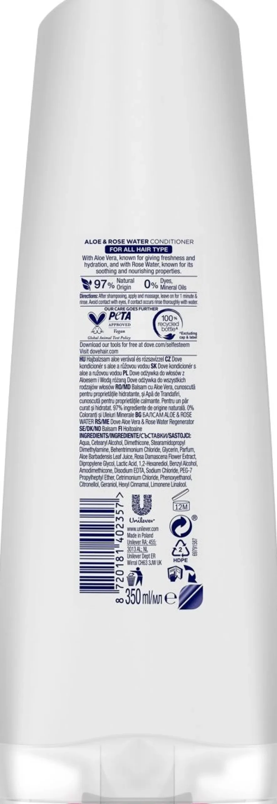 DOVE ALOE VERA&ROSE WATER CONDITIONER 350 ML