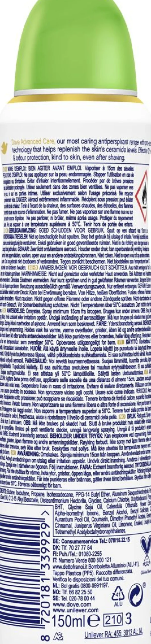 DOVE 72H ADVANCED CARE CUCUMB&GREENTEA SPRAY 150 ML
