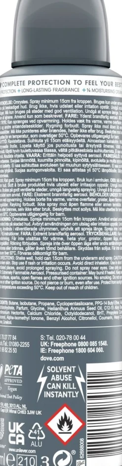 DOVE MEN+CARE SPRAY ADVANCED CLEAN COMFORT 150 ML
