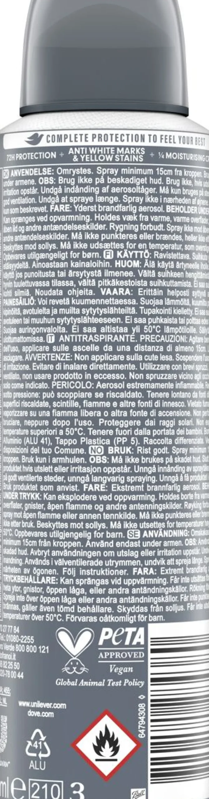 DOVE MEN+CARE SPRAY ADVANCED INVISIBLE DRY 150 ML