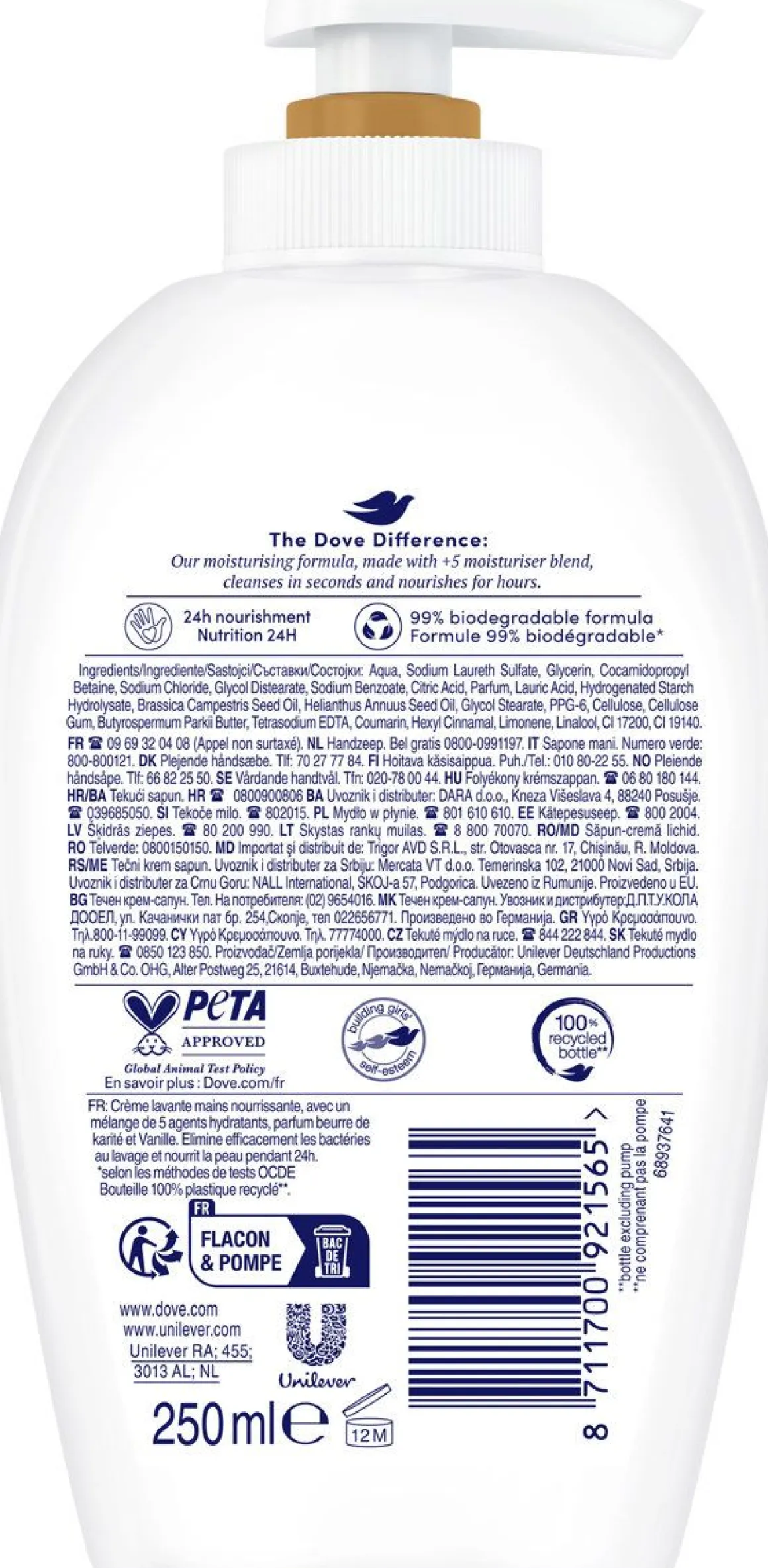 DOVE SHEABUTTER NESTESAIPPUA 250 ML