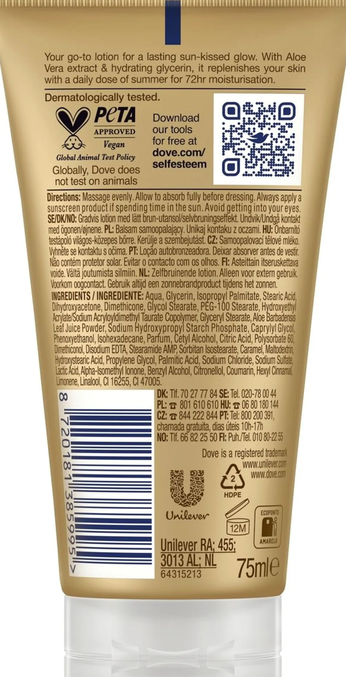 DOVE SUMMER REVIVED FACE & BODY CREAM LIGHT TO MEDIUM 75 ML