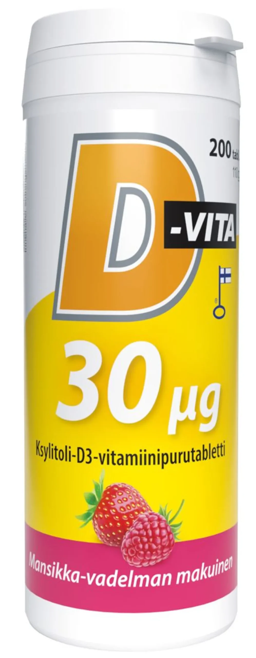 D-VITA 30 MIKROGR. MANSIKKA- VADELMANMAKU 200 KPL