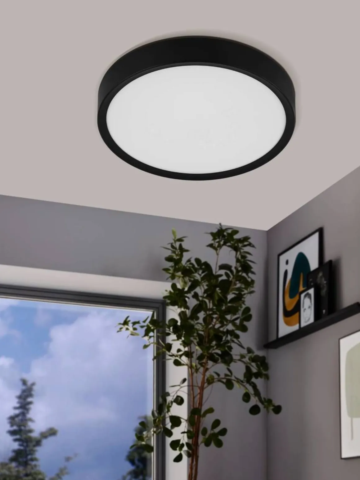 EGLO KATTOVALAISIN MUSURITA 34CM LED 14,6W MUSTA/VALKOINEN