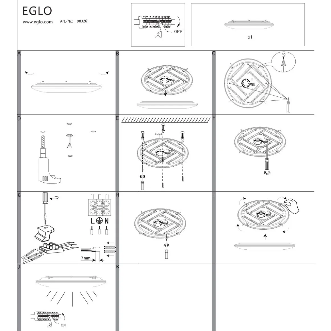 EGLO PLAFONDI NIEVES 51CM