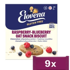 ELOVENA GLUTEENITON VÄLIPALAKAURAKEKSI VADELMA-MUSTIKKA