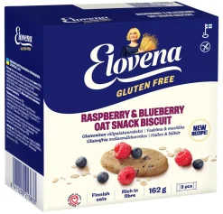 ELOVENA GLUTEENITON VÄLIPALAKAURAKEKSI VADELMA-MUSTIKKA
