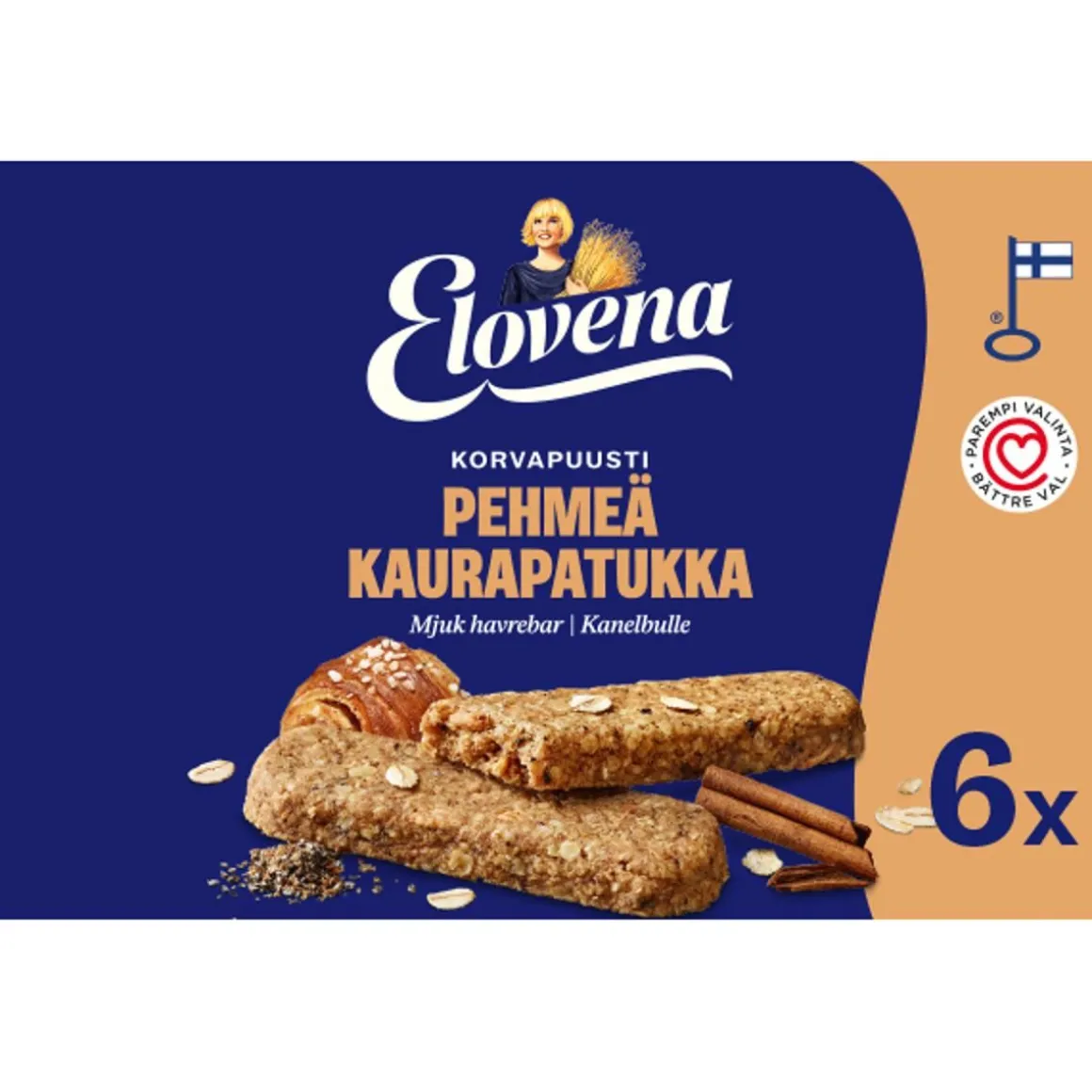 ELOVENA KORVAPUUSTINMAKUINEN PEHMEÄ KAURAPATUKKA 6-PACK 180 G