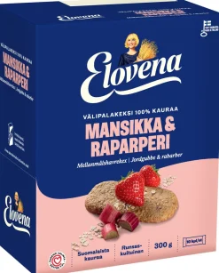 ELOVENA MANSIKKA-RAPARPERI VÄLIPALAKEKSI 100% KAURAA 10-PACK 3