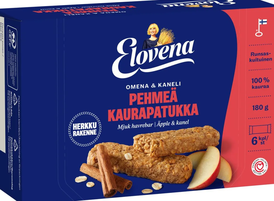 ELOVENA OMENA-KANELI PEHMEÄ KAURAPATUKKA 6X30G 180 G