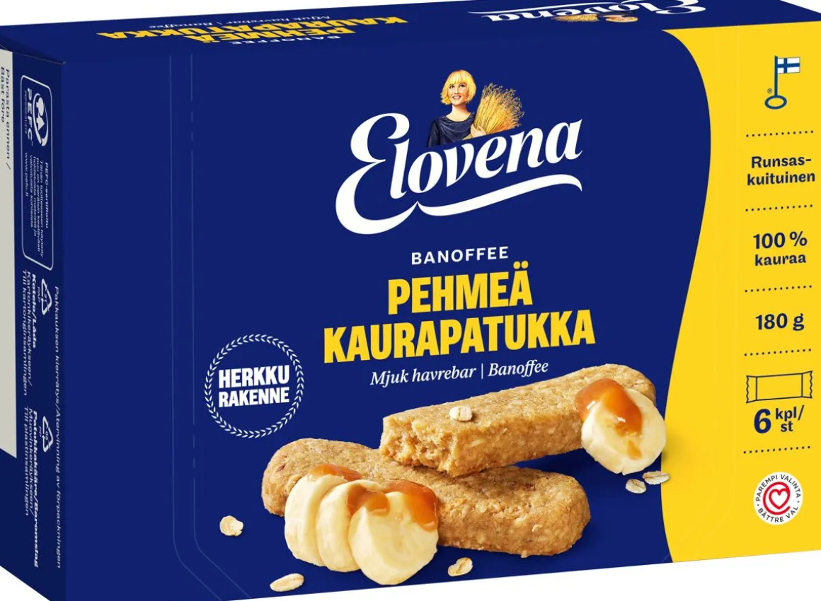 ELOVENA PEHMEÄ KAURAPATUKKA BANOFFEE 6X30G 180 G