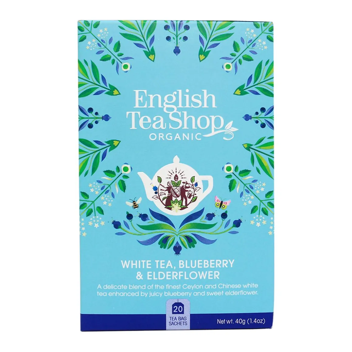 ENGLISH TEA SHOP VALKOINEN TEE WHITE TEA, BLUEBERRY & ELDERFLOW 40