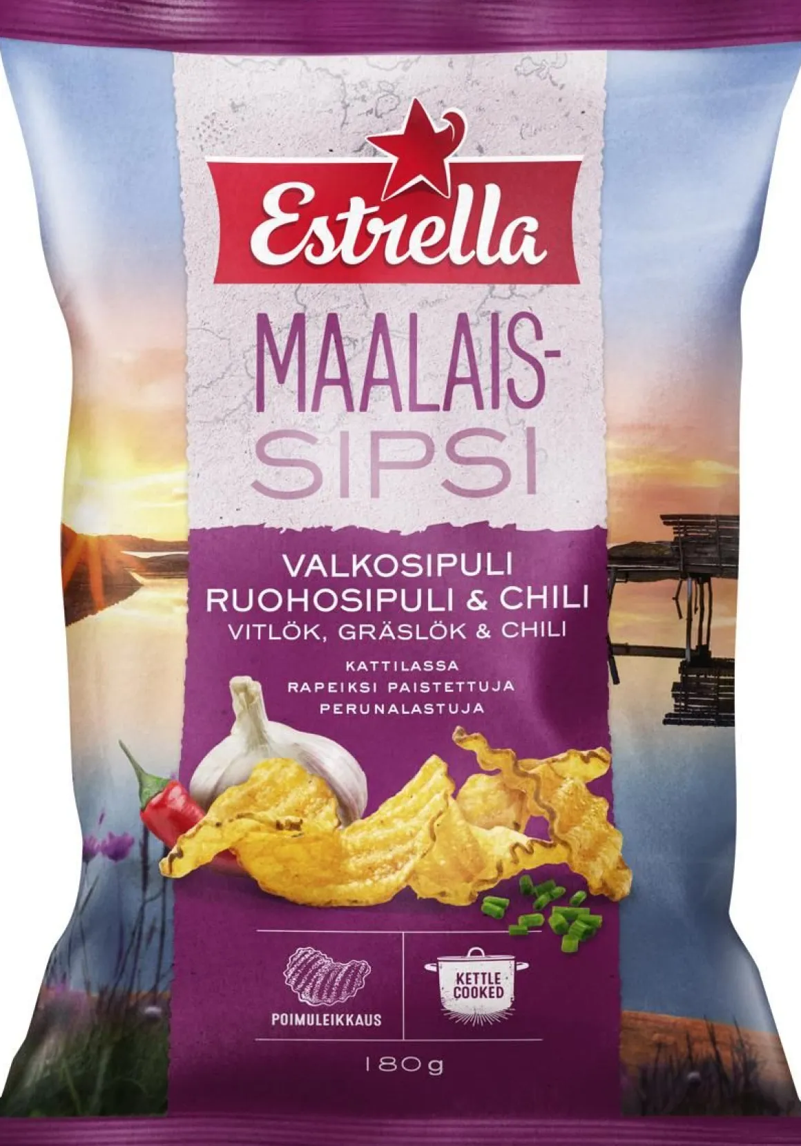 ESTRELLA MAALAISSIPSI VALKOSIPULI, RUOHOSIPULI & CHILI 180 G