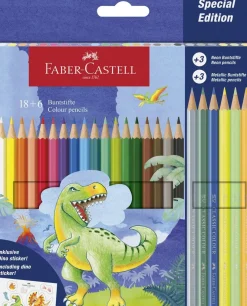 FABER-CASTELL CLASSIC PUUVÄRIKYNÄT DINOUSAUR 24 VÄRIÄ
