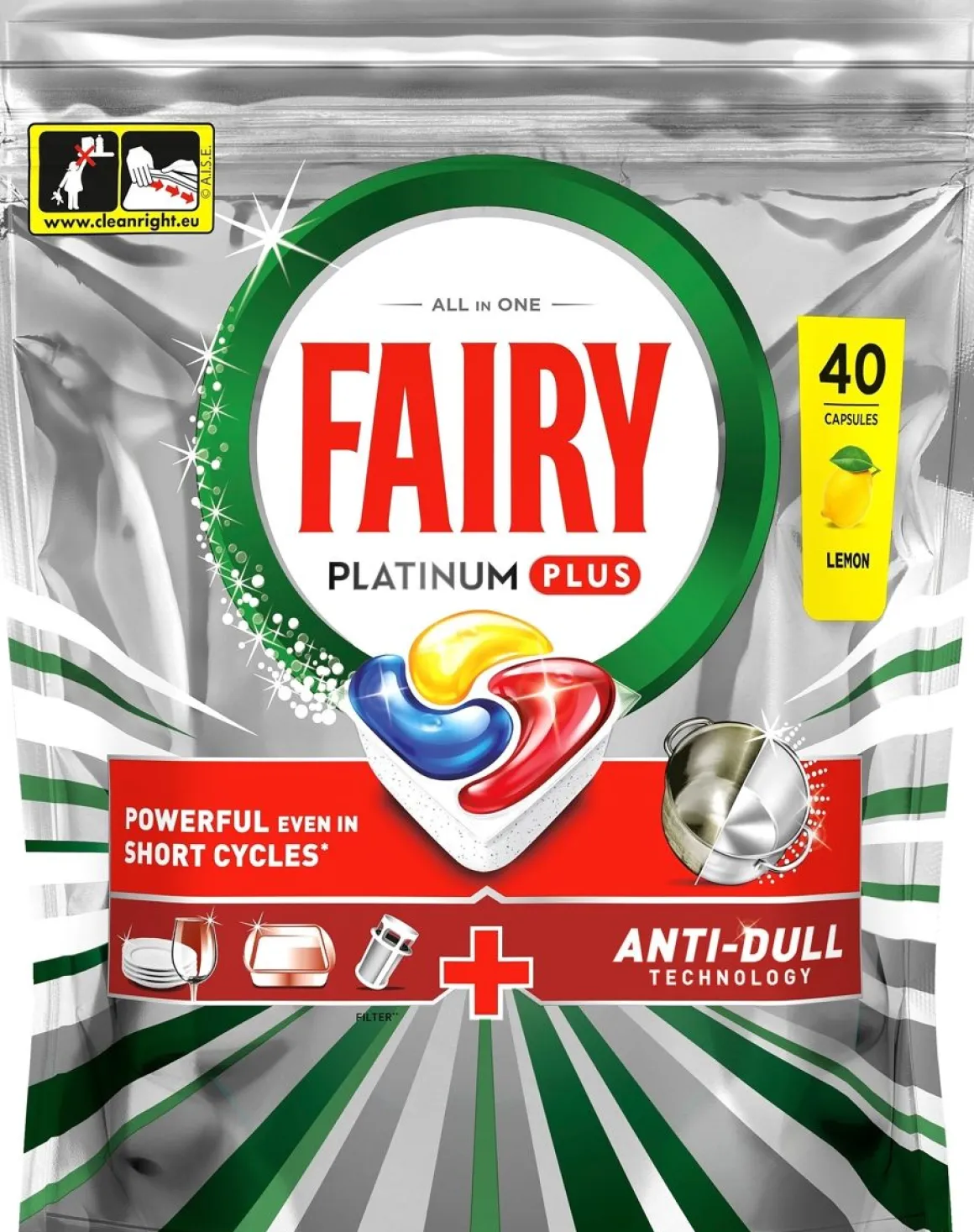FAIRY PLATINUM PLUS, ALL IN ONE LEMON KONETISKITABLETIT 40 TABL 40