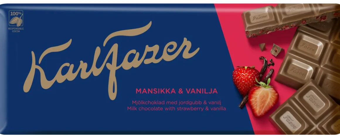 FAZER MANSIKKA & VANILJA SUKLAALEVY 190 G