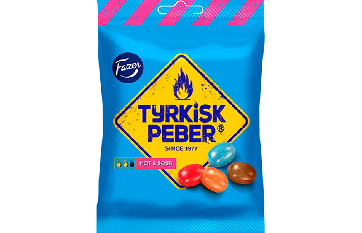 FAZER TYRKISK PEBER HOT&SOUR KARKKIPUSSI 150 G
