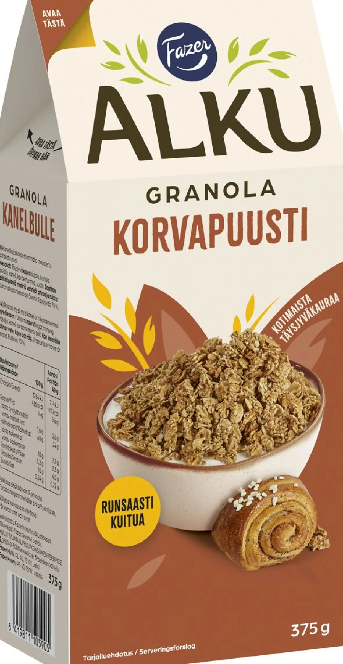 FAZER ALKU KORVAPUUSTIGRANOLA 375 G