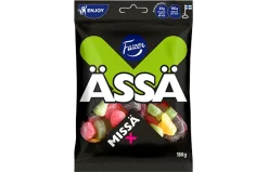 FAZER MISSÄ X KIRPEÄ HEDELMÄ- JA LAKRITSIKARKKIPUSSI 180 G