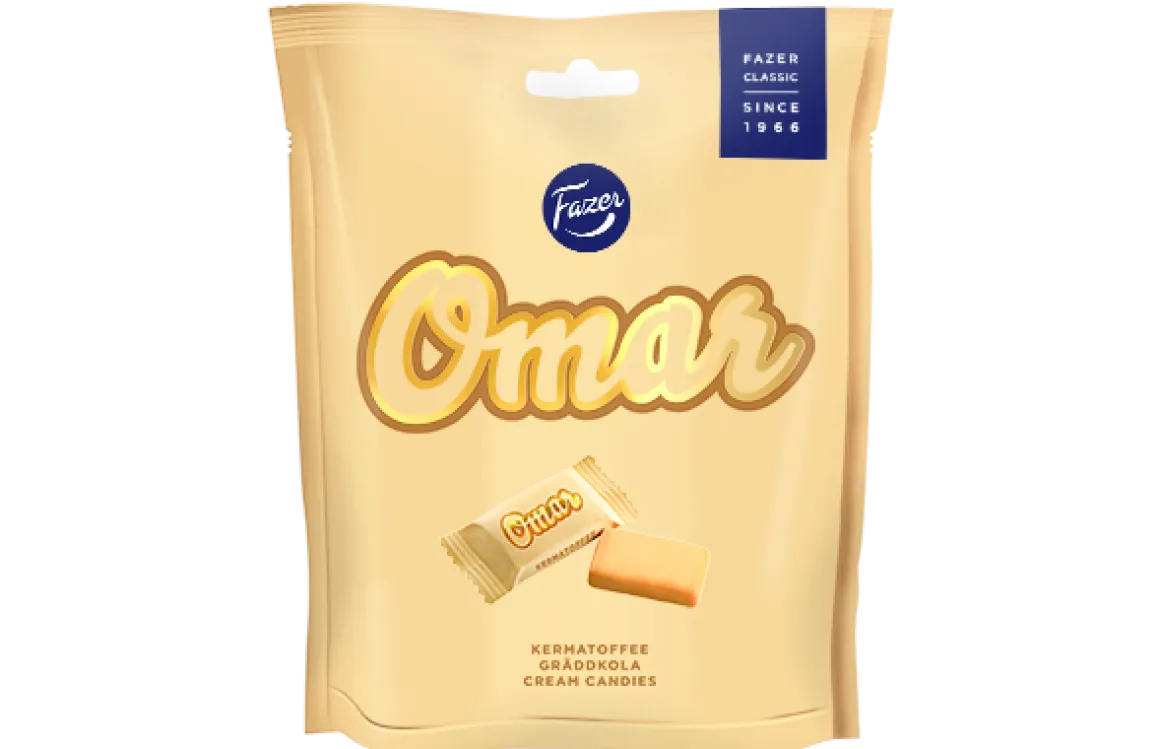 FAZER OMAR PEHMEÄ TOFFEE KARKKIPUSSI 220 G