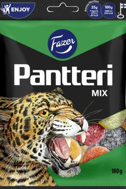 FAZER PANTTERI MIX HEDELMÄ- JA SALMIAKKIKARKKIPUSSI 180 G