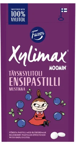 FAZER XYLIMAX MOOMIN MUSTIKANMAKUINEN ENSIPASTILLI 38 G